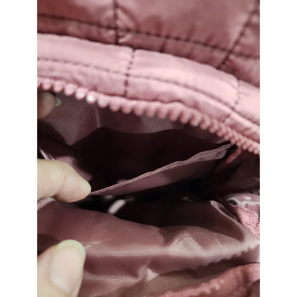 Reebok Quilted Sling Backpack Crossbody Bag Mauve Pink Puffer Athleisure Utility